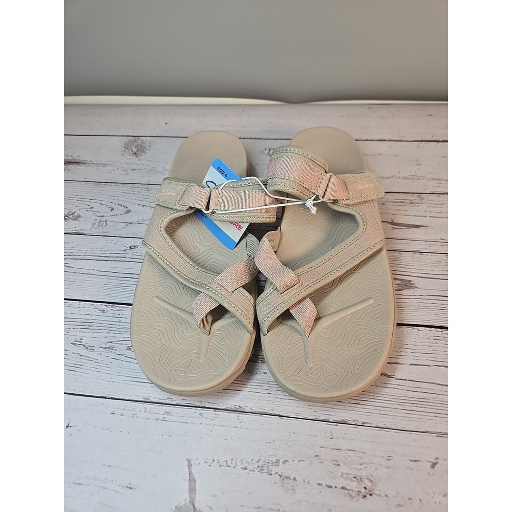Skechers Adventure Women's Reggae Hook & Loop Strap Slide Sandal Taupe Sz 9 - Picture 2 of 7